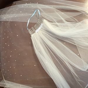 Ariel Taub ivory Swarovski crystal wedding veil